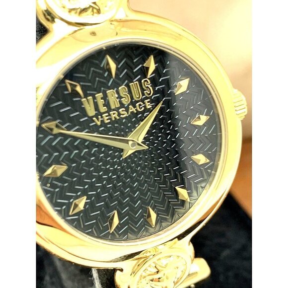 Versus by Versace Women's Watch VSPOL3118 Black Dial Gold Case Leather Band - Picture 1 of 13